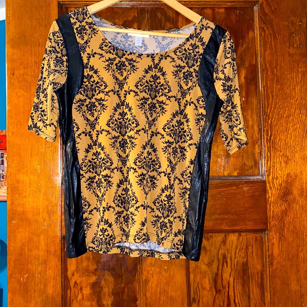 Petite M Top with Faux Leather details